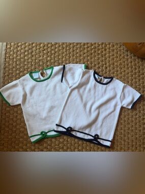bella bliss White Knit Top with Green Trim and White Knit Top with Navy Trim